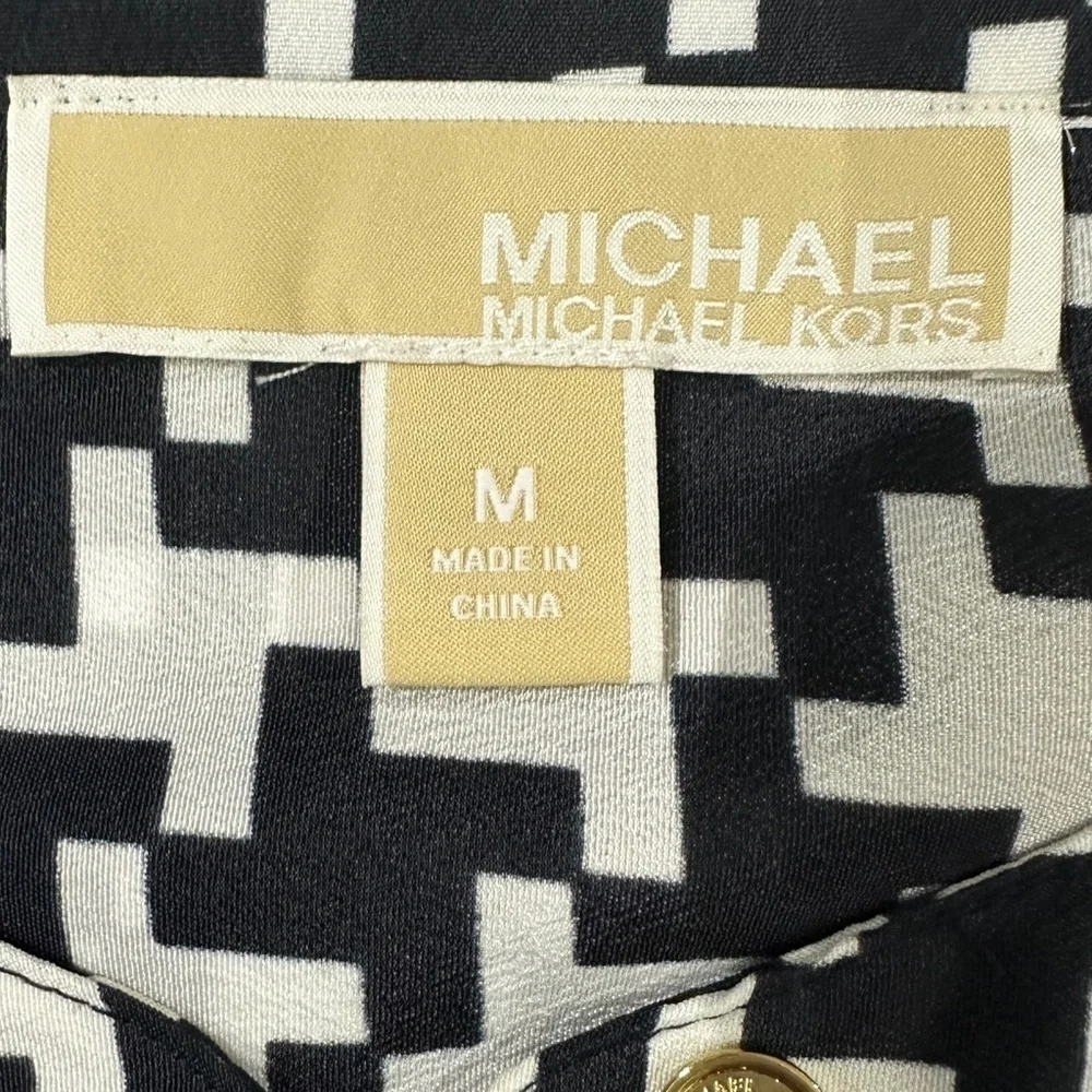 Michael Kors Black And White Houndstooth Blouse - Picture 5 of 7